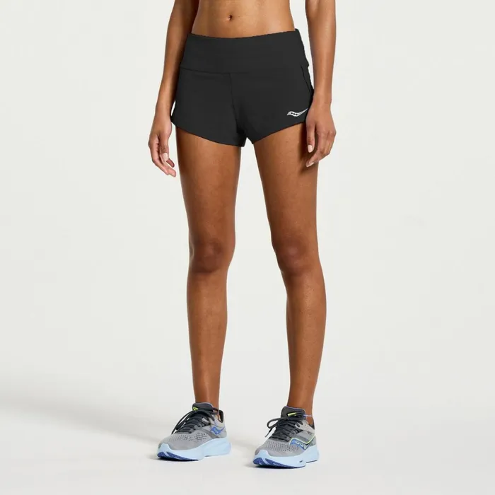 Women Outpace 25034 Split Short Black Saucony Bottoms