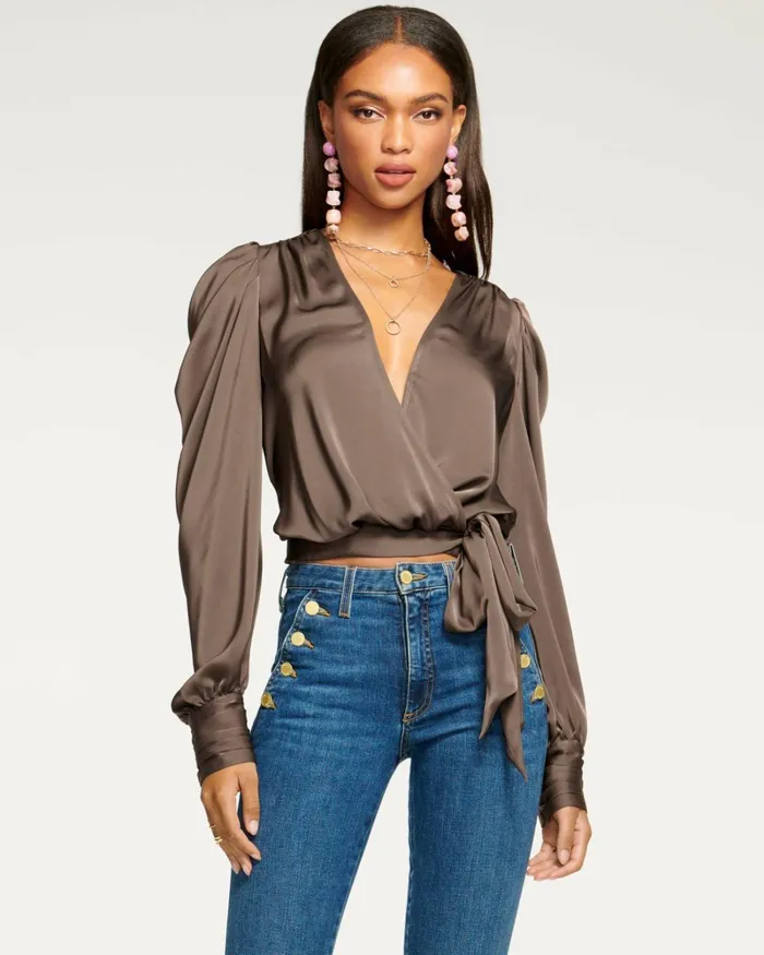 Women Pauline Puff Sleeve Blouse Soiree Red Ramy Brook Tops Women Pauline Puff Sleeve Blouse Soiree Red Ramy Brook Tops