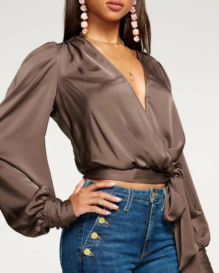 Women Pauline Puff Sleeve Blouse Soiree Red Ramy Brook Tops Women Pauline Puff Sleeve Blouse Soiree Red Ramy Brook Tops