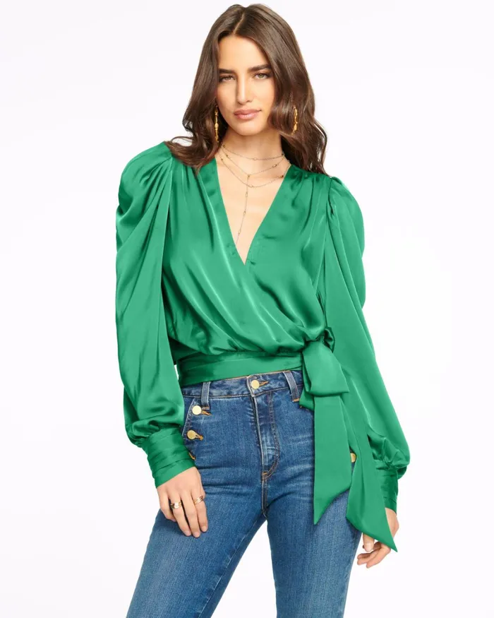 Women Pauline Puff Sleeve Blouse Soiree Red Ramy Brook Tops Women Pauline Puff Sleeve Blouse Soiree Red Ramy Brook Tops
