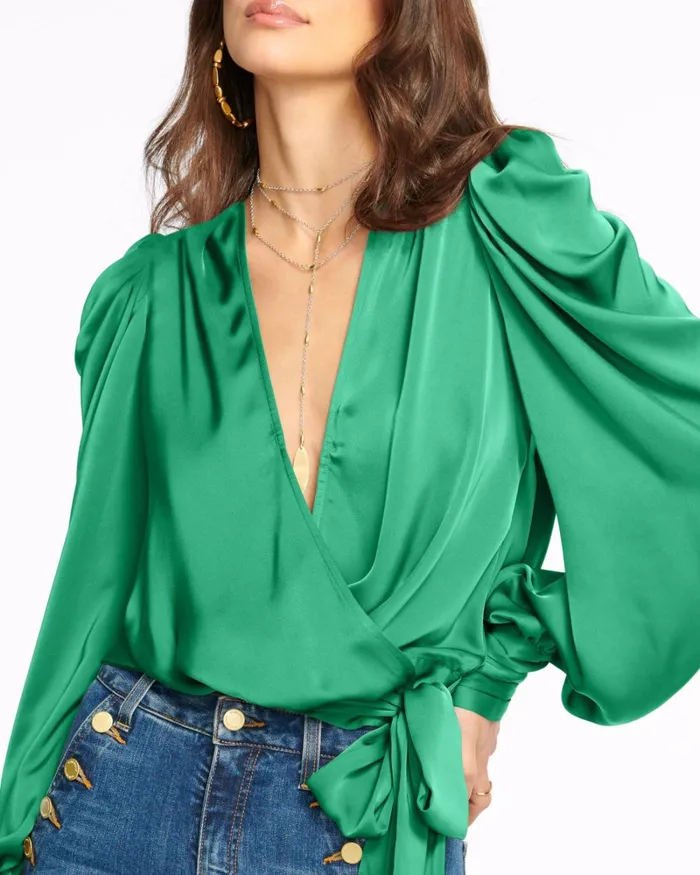 Women Pauline Puff Sleeve Blouse Soiree Red Ramy Brook Tops Women Pauline Puff Sleeve Blouse Soiree Red Ramy Brook Tops