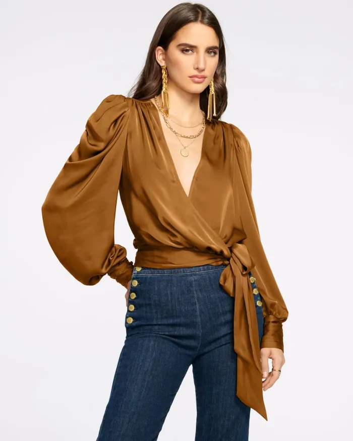 Women Pauline Puff Sleeve Blouse Soiree Red Ramy Brook Tops Women Pauline Puff Sleeve Blouse Soiree Red Ramy Brook Tops