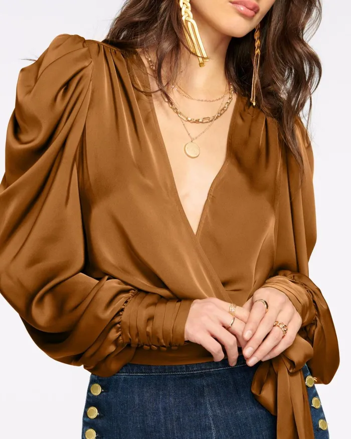 Women Pauline Puff Sleeve Blouse Soiree Red Ramy Brook Tops Women Pauline Puff Sleeve Blouse Soiree Red Ramy Brook Tops