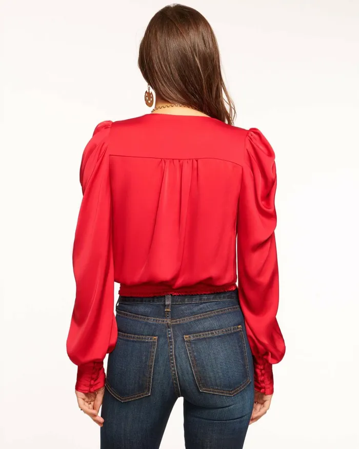 Women Pauline Puff Sleeve Blouse Soiree Red Ramy Brook Tops Women Pauline Puff Sleeve Blouse Soiree Red Ramy Brook Tops