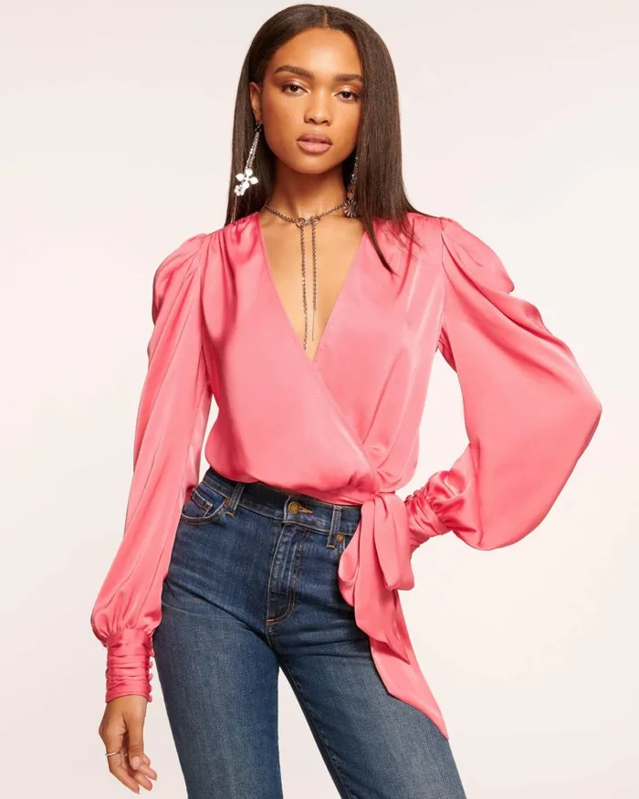 Women Pauline Puff Sleeve Blouse Soiree Red Ramy Brook Tops Women Pauline Puff Sleeve Blouse Soiree Red Ramy Brook Tops
