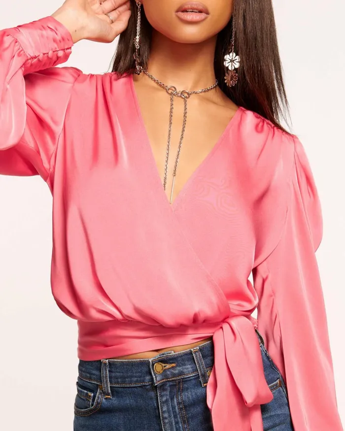 Women Pauline Puff Sleeve Blouse Soiree Red Ramy Brook Tops Women Pauline Puff Sleeve Blouse Soiree Red Ramy Brook Tops