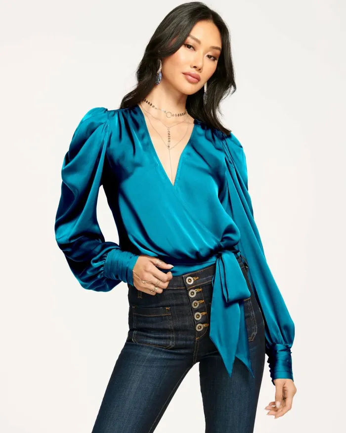 Women Pauline Puff Sleeve Blouse Soiree Red Ramy Brook Tops Women Pauline Puff Sleeve Blouse Soiree Red Ramy Brook Tops