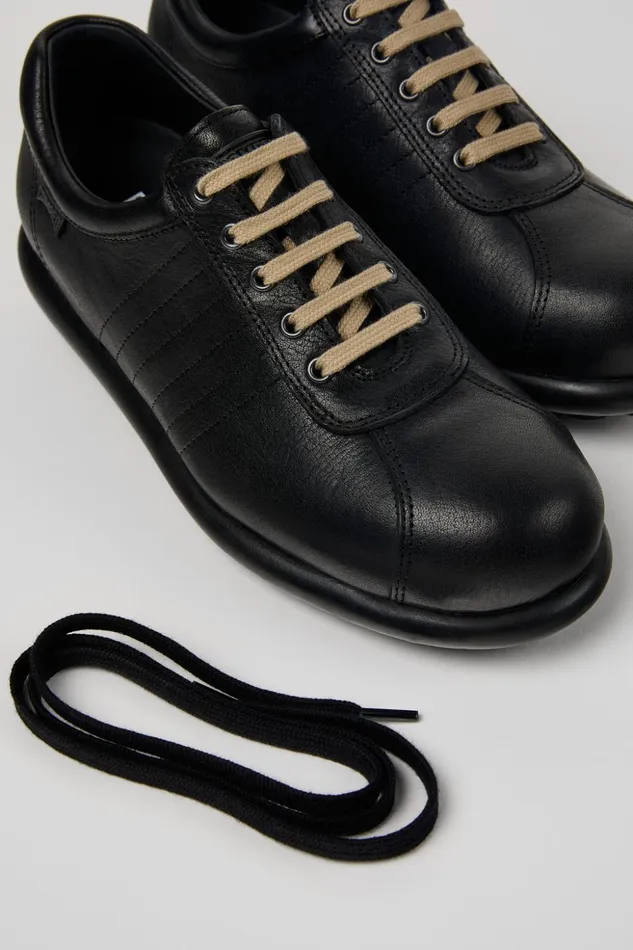Women Pelotas Black Leather Shoe Camper Casual Shoes
