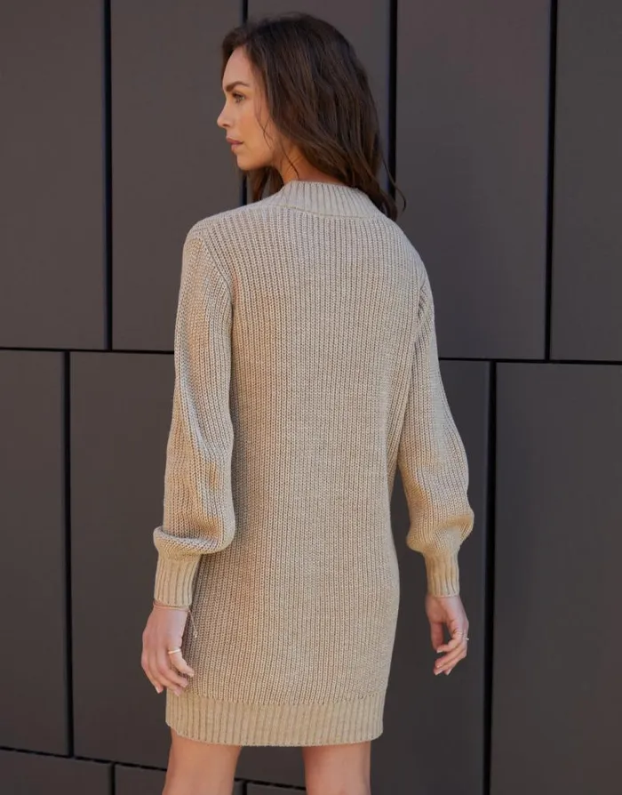 Women Petite Stone VNeck Knitted Jumper Dress Threadbare Knitted Dresses Women Petite Stone VNeck Knitted Jumper Dress Threadbare Knitted Dresses
