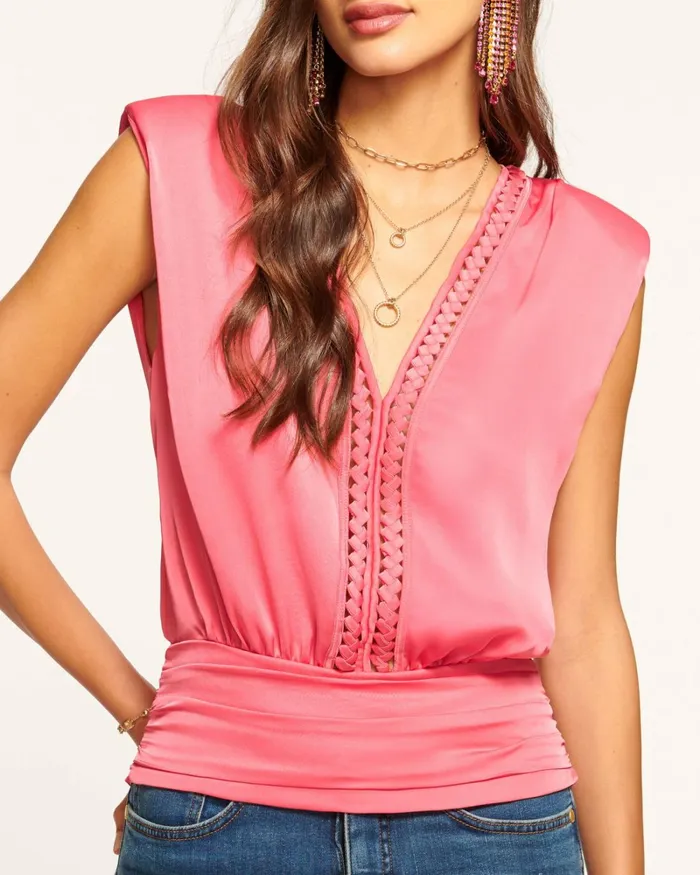 Women Peyton VNeck Tank Top Black Ramy Brook Tops