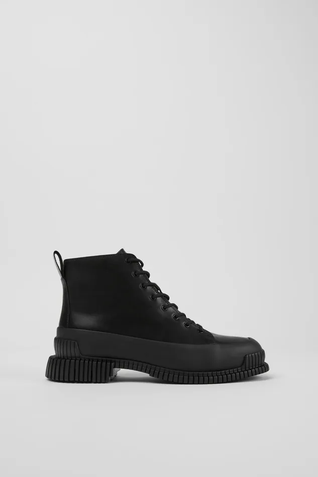 Women Pix Black Leather Laceup Ankle Boots Camper Ankle Boots Women Pix Black Leather Laceup Ankle Boots Camper Ankle Boots