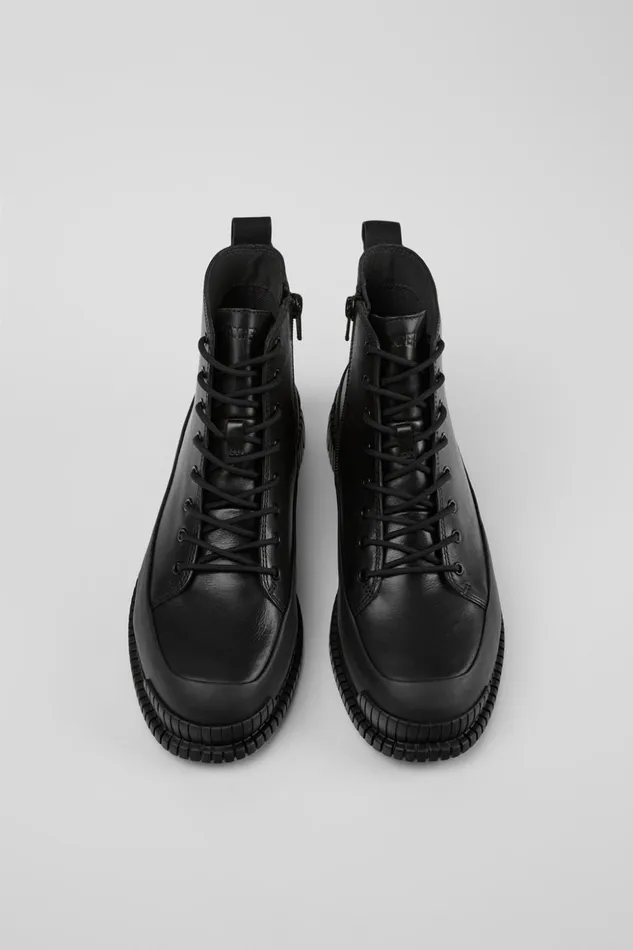 Women Pix Black Leather Laceup Ankle Boots Camper Ankle Boots Women Pix Black Leather Laceup Ankle Boots Camper Ankle Boots