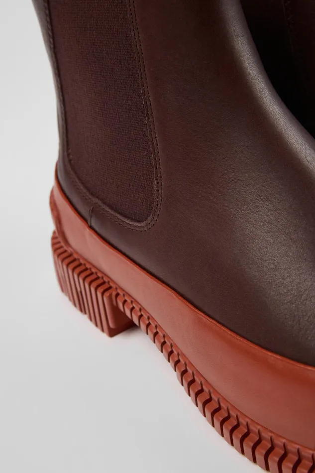 Women Pix Red And Brown Leather Chelsea Boots Camper Ankle Boots