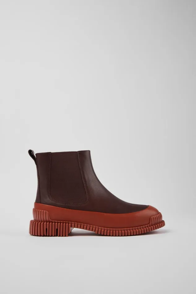 Women Pix Red And Brown Leather Chelsea Boots Camper Ankle Boots Women Pix Red And Brown Leather Chelsea Boots Camper Ankle Boots