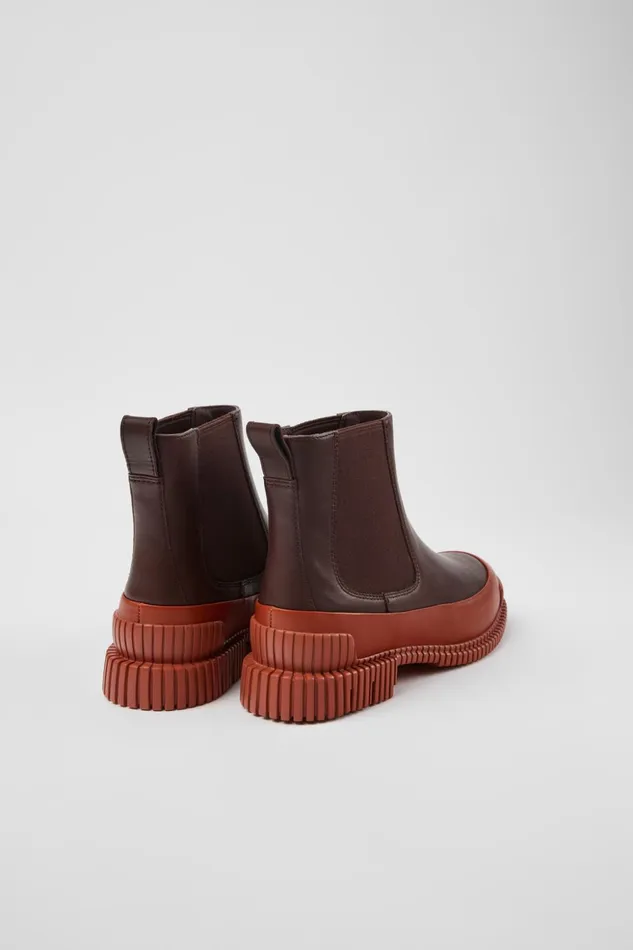 Women Pix Red And Brown Leather Chelsea Boots Camper Ankle Boots Women Pix Red And Brown Leather Chelsea Boots Camper Ankle Boots