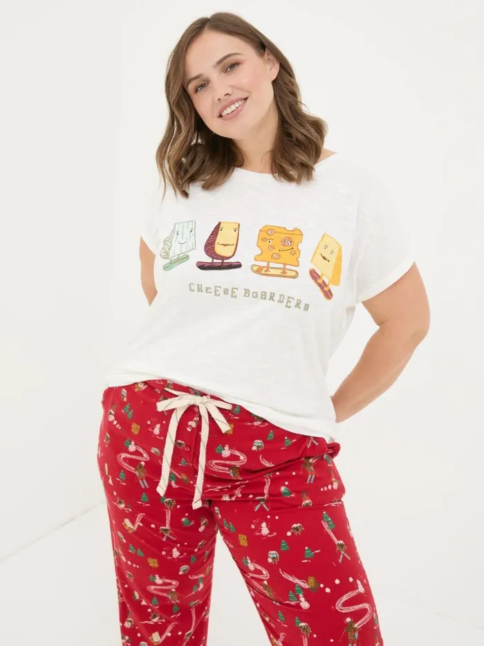 Women Pyjamas and Nightwear Fat Face Ivory Cheese Graphic TShirt