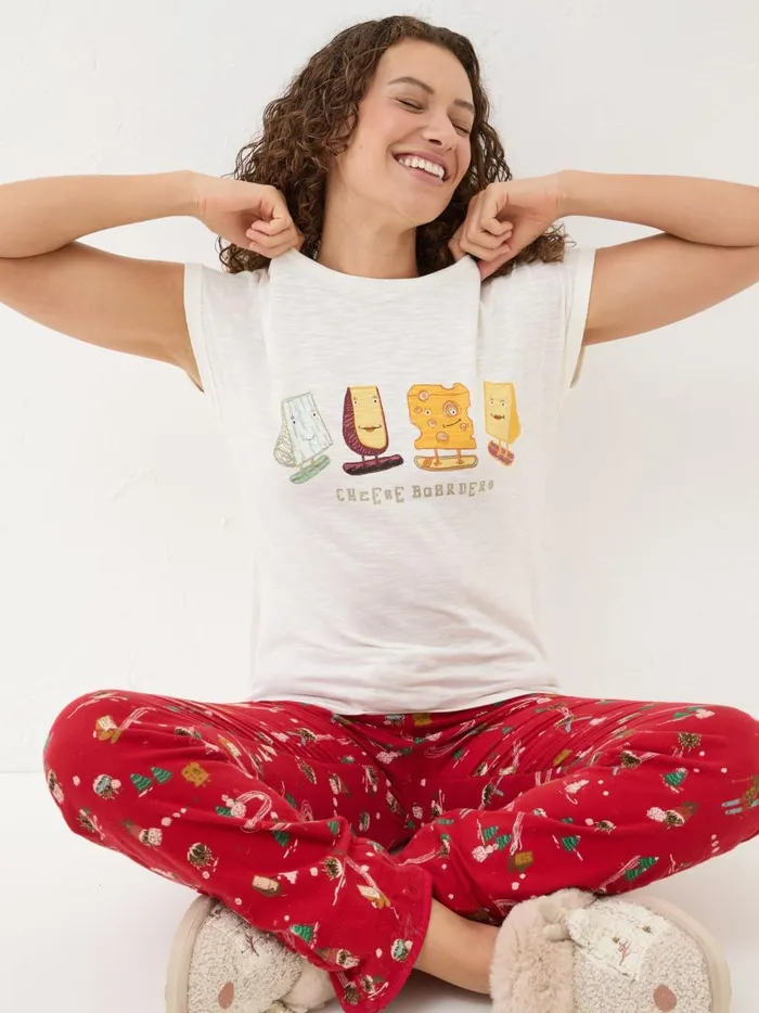 Women Pyjamas and Nightwear Fat Face Ivory Cheese Graphic TShirt