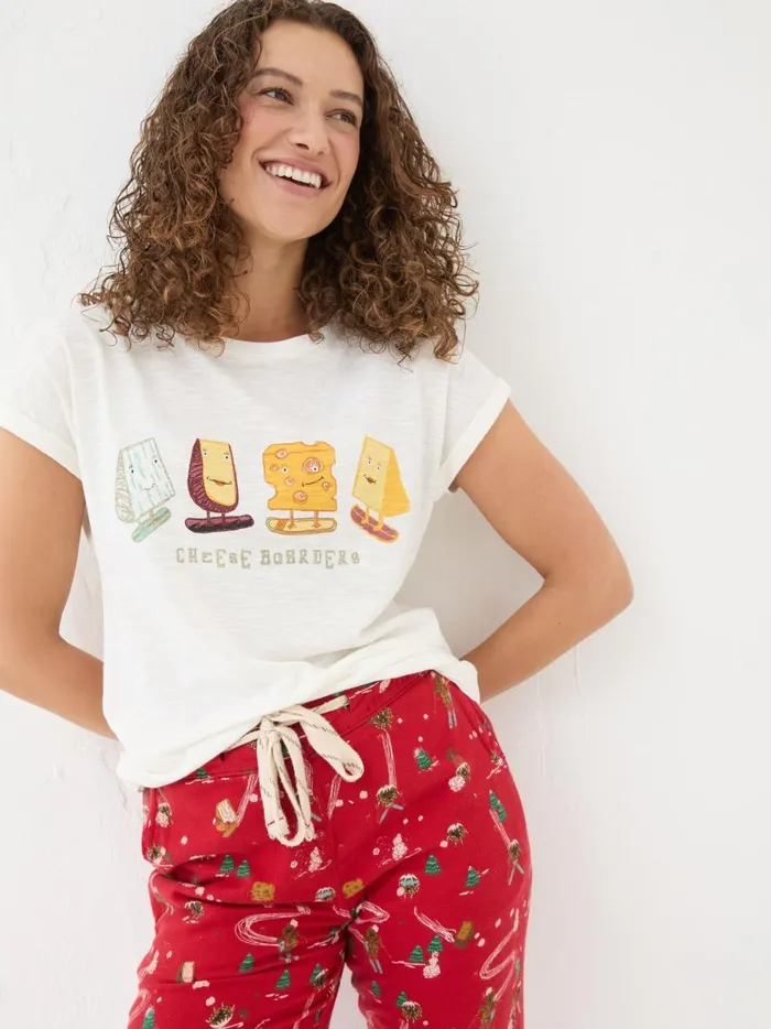 Women Pyjamas and Nightwear Fat Face Ivory Cheese Graphic TShirt