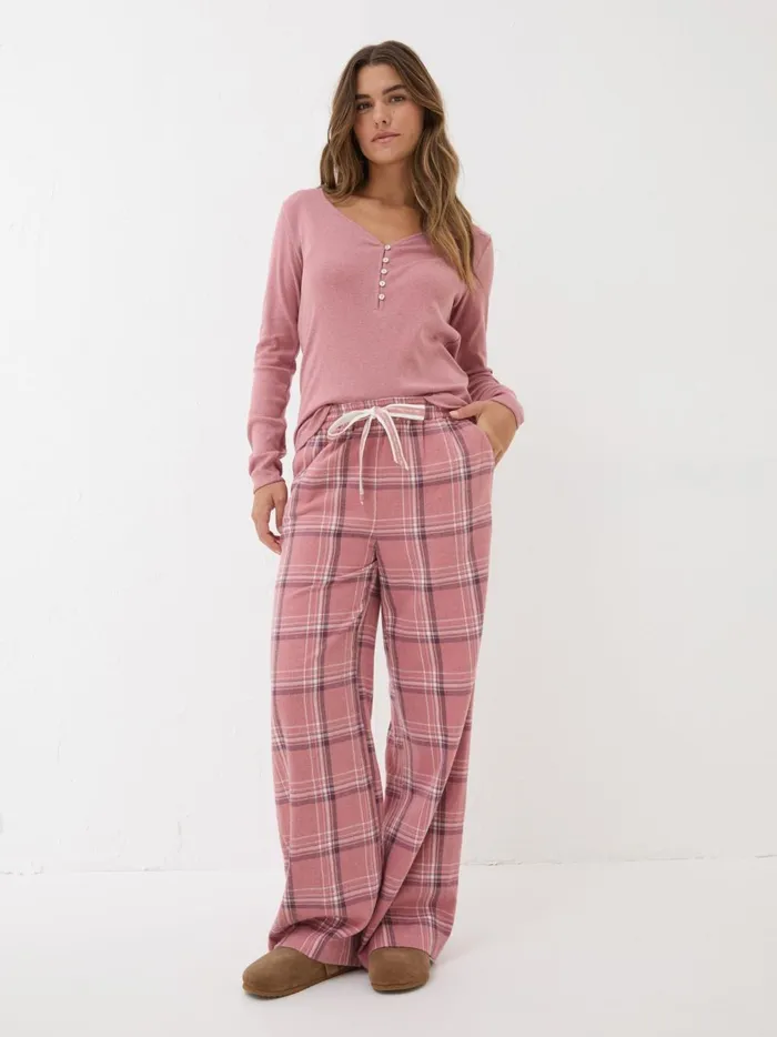 Women Pyjamas and Nightwear Fat Face Lola Pink Check 100 Cotton Pyjama Bottoms