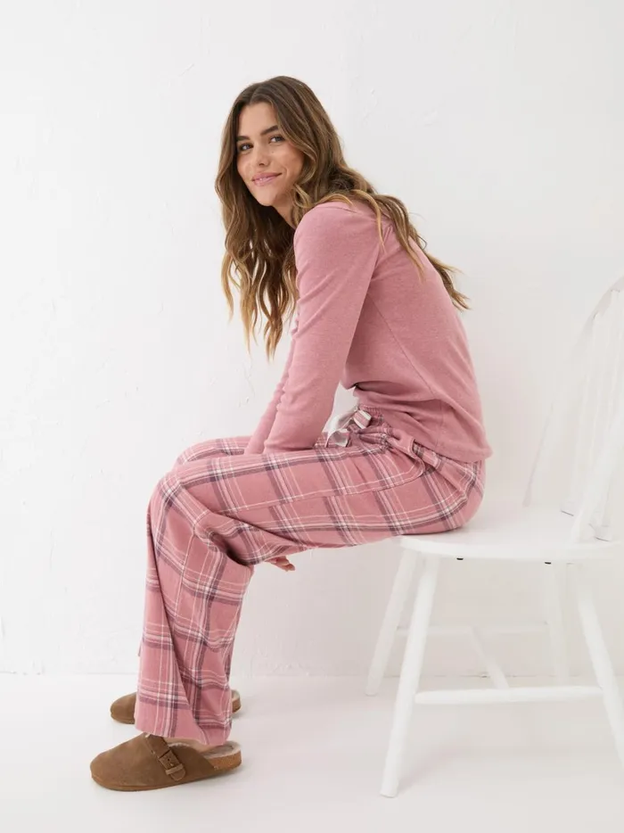 Women Pyjamas and Nightwear Fat Face Lola Pink Check 100 Cotton Pyjama Bottoms