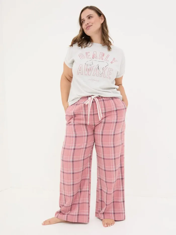 Women Pyjamas and Nightwear Fat Face Lola Pink Check 100 Cotton Pyjama Bottoms