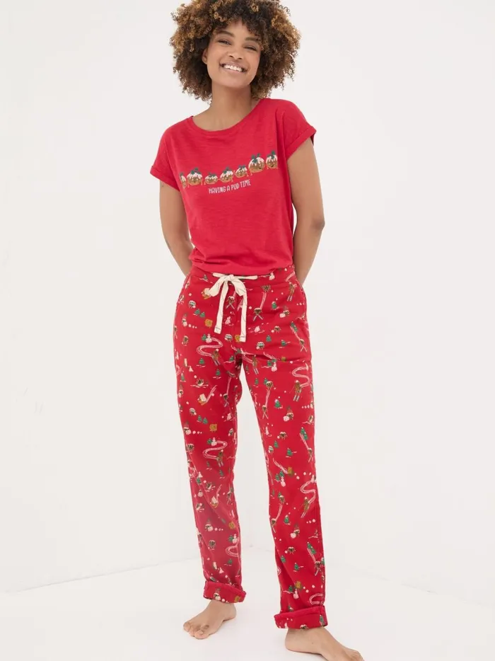 Women Pyjamas and Nightwear Fat Face Red Eva Food Print Pyjama Bottoms