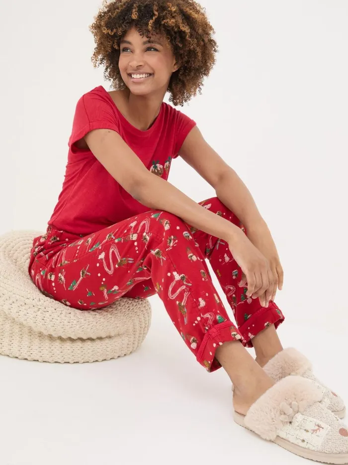 Women Pyjamas and Nightwear Fat Face Red Eva Food Print Pyjama Bottoms