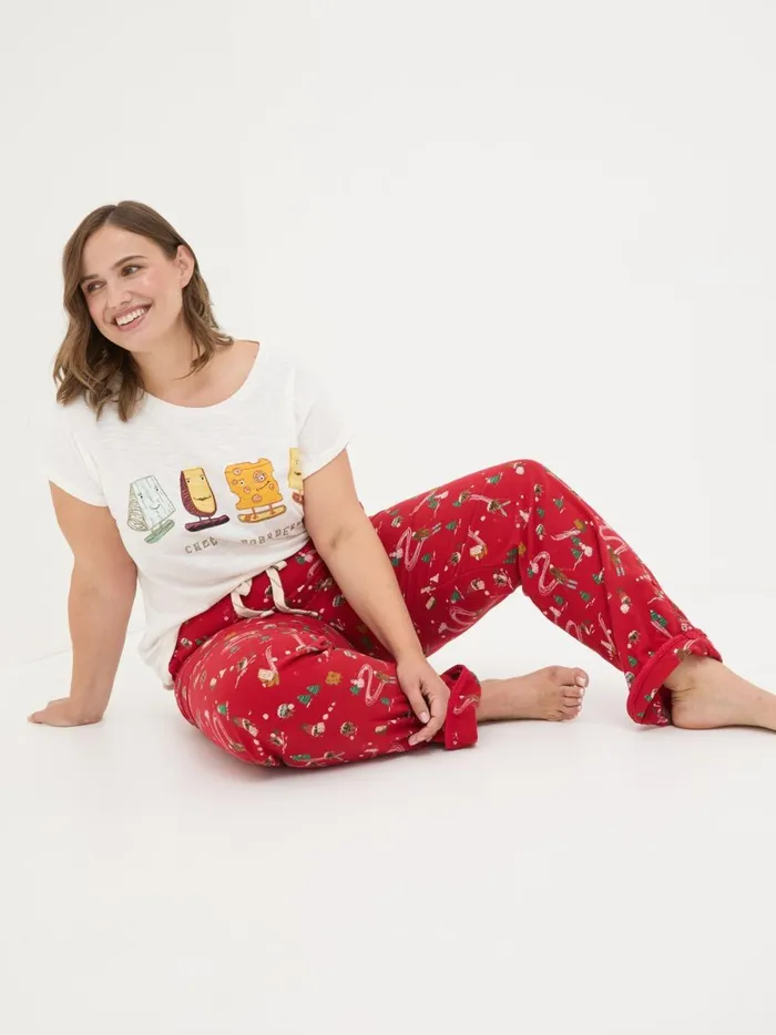 Women Pyjamas and Nightwear Fat Face Red Eva Food Print Pyjama Bottoms