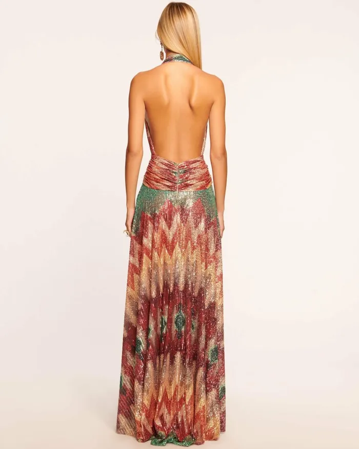 Women Reina Sequin Halter Maxi Dress Chevron Sequin Ramy Brook Dresses Women Reina Sequin Halter Maxi Dress Chevron Sequin Ramy Brook Dresses