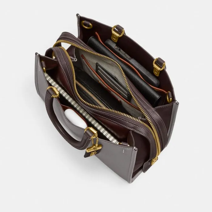 Women Satchels and Top Handles Coach Rogue In Colorblock Brassheather Grey Multi
