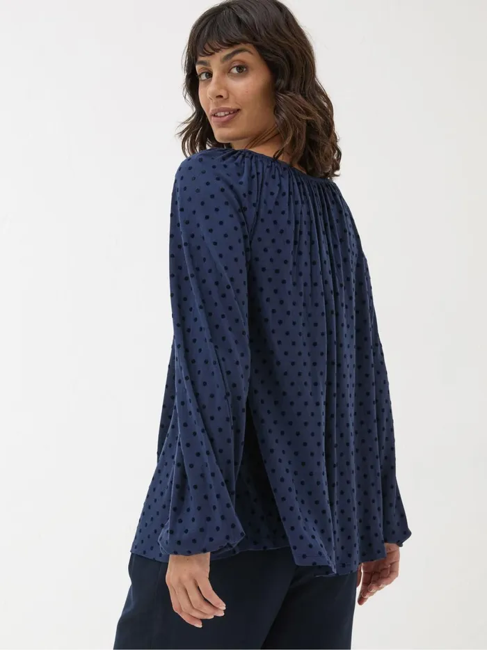 Women Shirts and Blouses Fat Face Lily Blue Navy Spot Top