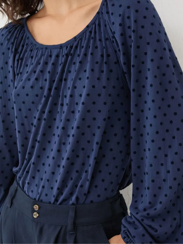 Women Shirts and Blouses Fat Face Lily Blue Navy Spot Top