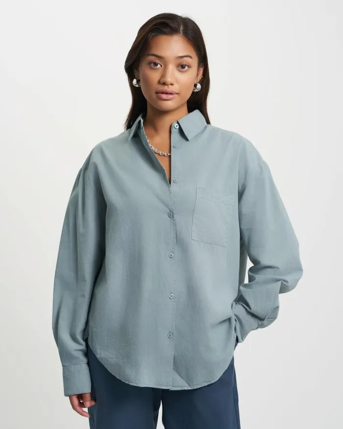 Women Shirts Colorful Standard Organic Oversized Shirt Oxblood Red