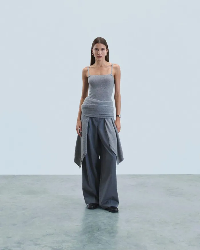 Women Shirts TShirts and Tops From Future Second Skin Strap Top Dark Heather Gray