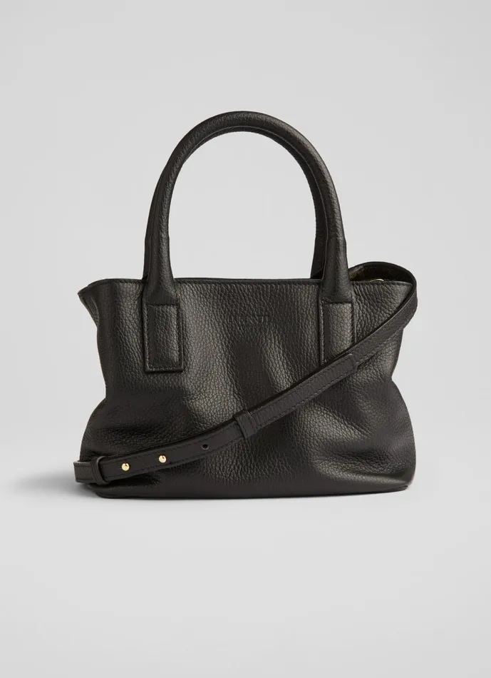 Women Shoulder Bags LKBennett Lilith Black Grainy Leather Mini Tote Bag Women Shoulder Bags LKBennett Lilith Black Grainy Leather Mini Tote Bag