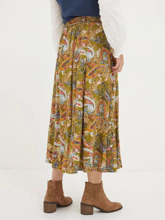Women Skirts Fat Face Amelie Green Prairie Paisley Midi Skirt