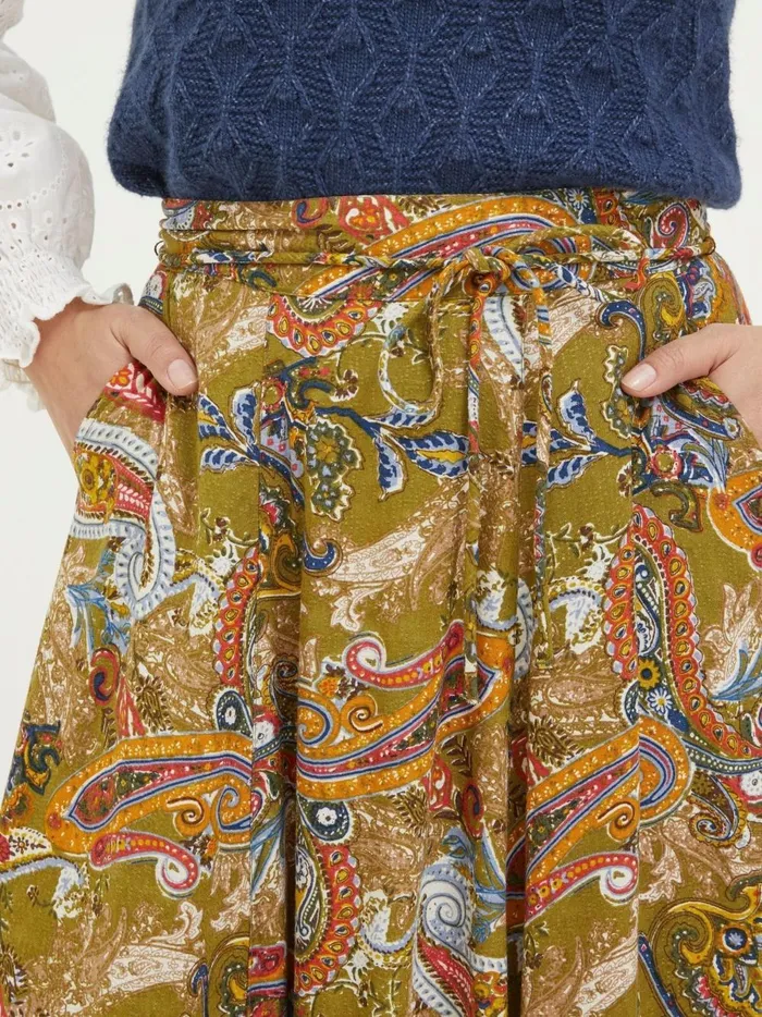 Women Skirts Fat Face Amelie Green Prairie Paisley Midi Skirt