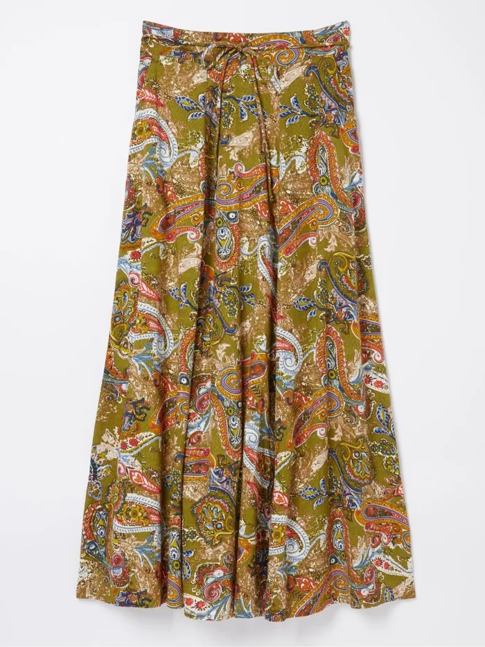 Women Skirts Fat Face Amelie Green Prairie Paisley Midi Skirt