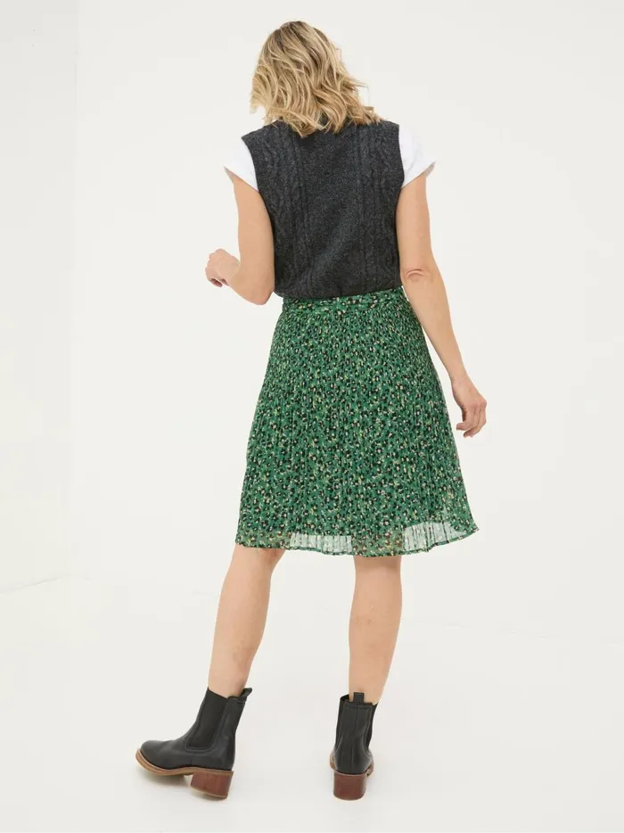 Women Skirts Fat Face Kayleigh Green Floral Marks Pleated Skirt