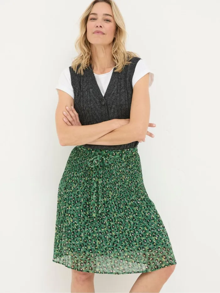 Women Skirts Fat Face Kayleigh Green Floral Marks Pleated Skirt