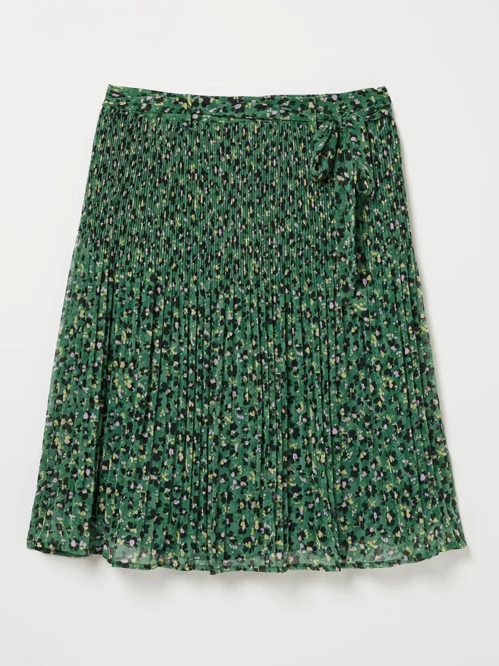 Women Skirts Fat Face Kayleigh Green Floral Marks Pleated Skirt