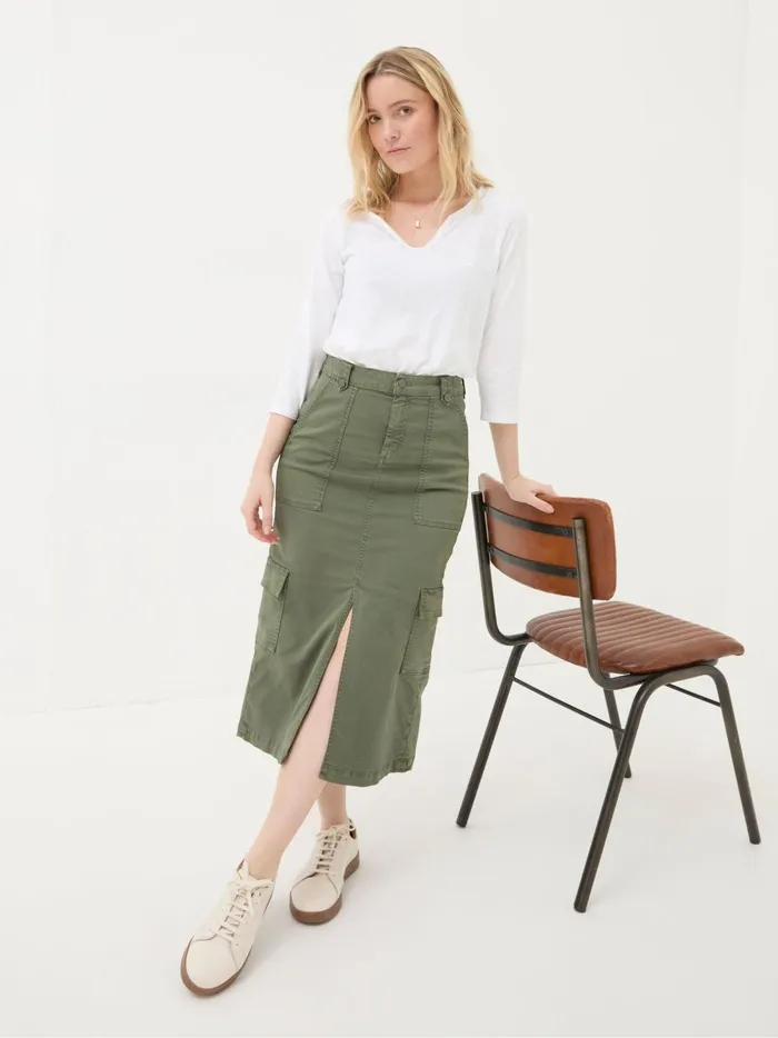 Women Skirts Fat Face Lara Green Cargo Midi Skirt