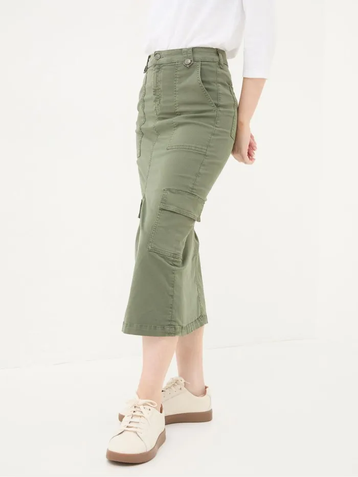 Women Skirts Fat Face Lara Green Cargo Midi Skirt