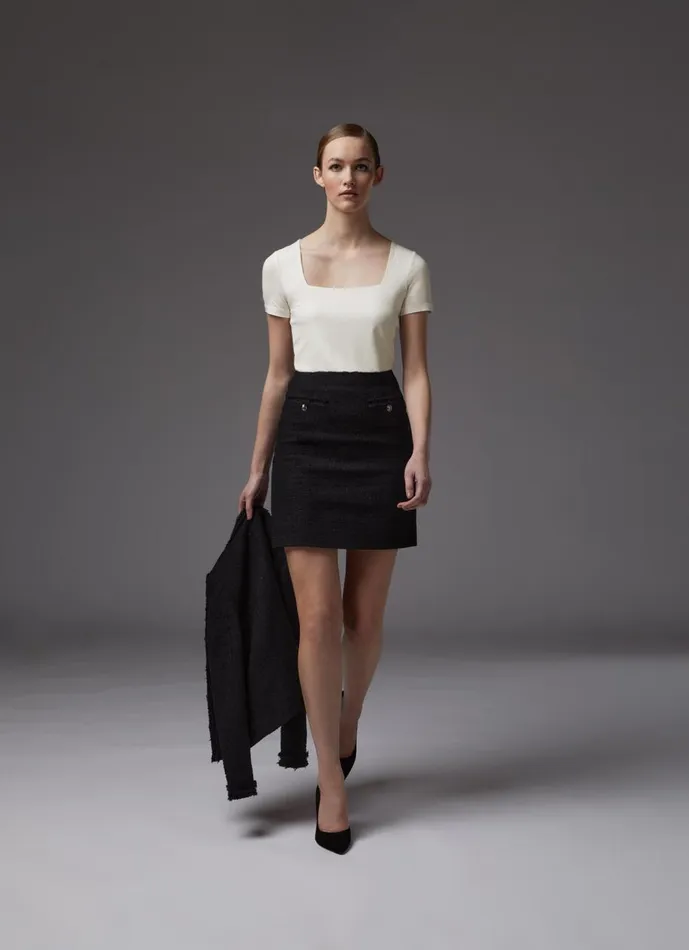 Women Skirts LKBennett Charlie Black Tweed Trim Skirt Black Women Skirts LKBennett Charlie Black Tweed Trim Skirt Black