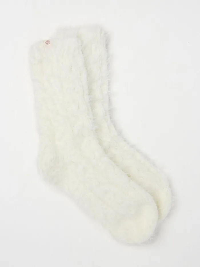 Women Socks and Tights Fat Face Cream Cable Lounge Socks