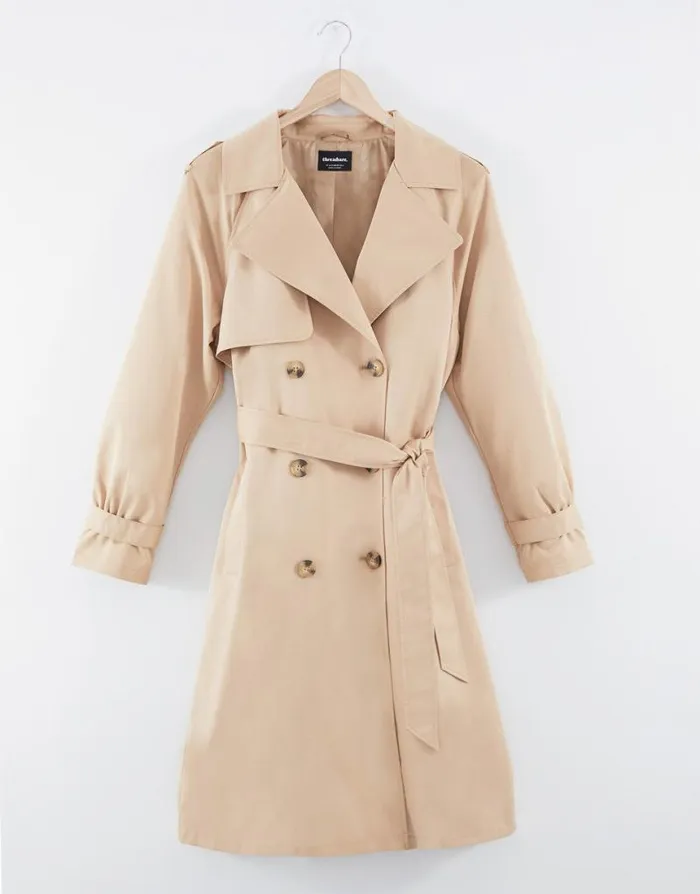 Women Stone Double Breasted Trench Coat Threadbare Coats Women Stone Double Breasted Trench Coat Threadbare Coats