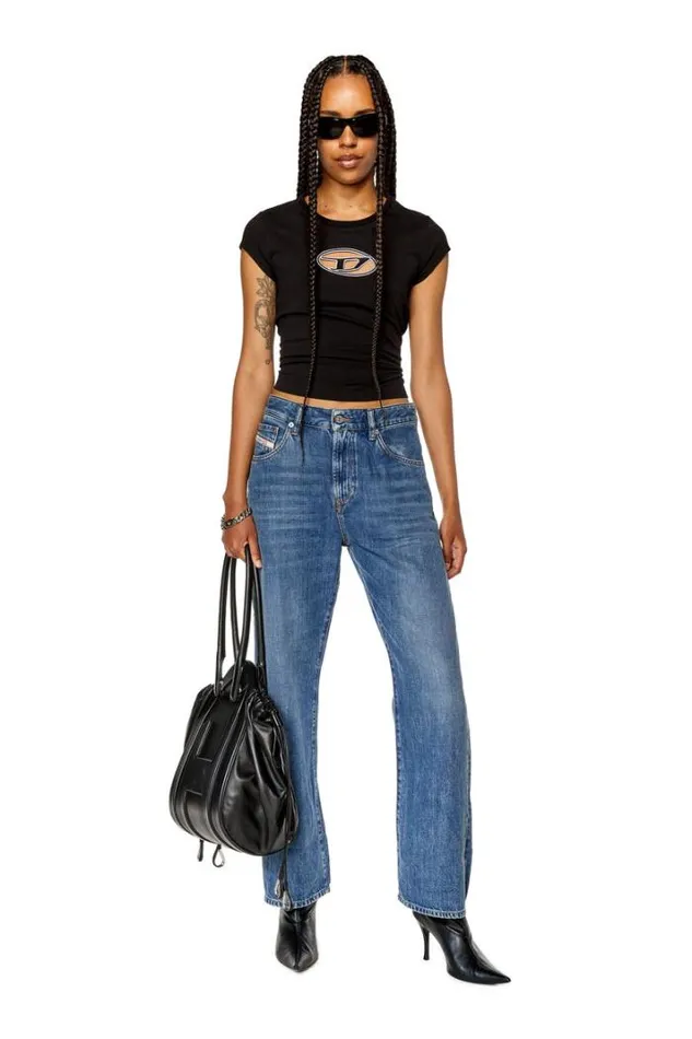 Women Straight Jeans 1999 DReggy 068fg Medium Blue Diesel Straight
