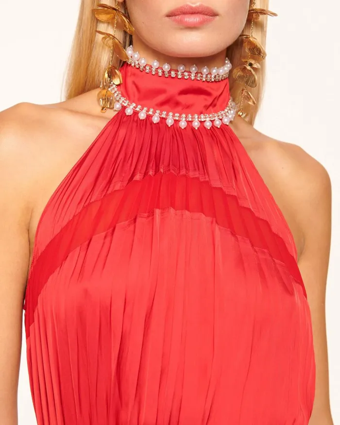 Women Sylvia High Neck Midi Dress Soiree Red Ramy Brook Dresses Women Sylvia High Neck Midi Dress Soiree Red Ramy Brook Dresses
