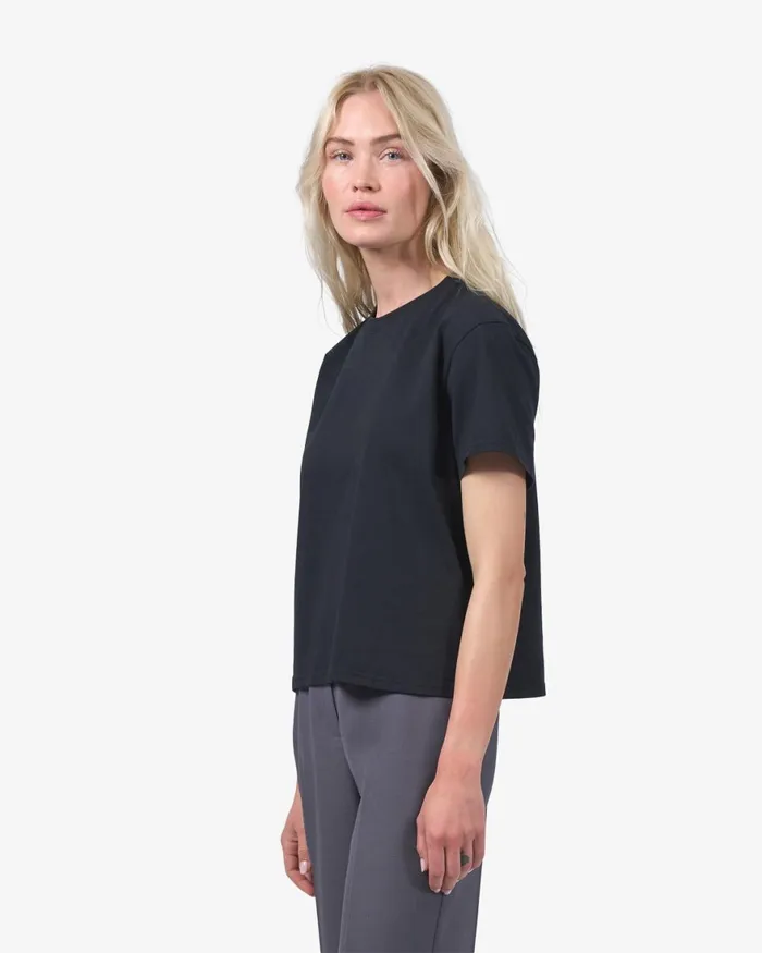 Women TShirts Colorful Standard Organic Boxy Crop Tee Deep Black