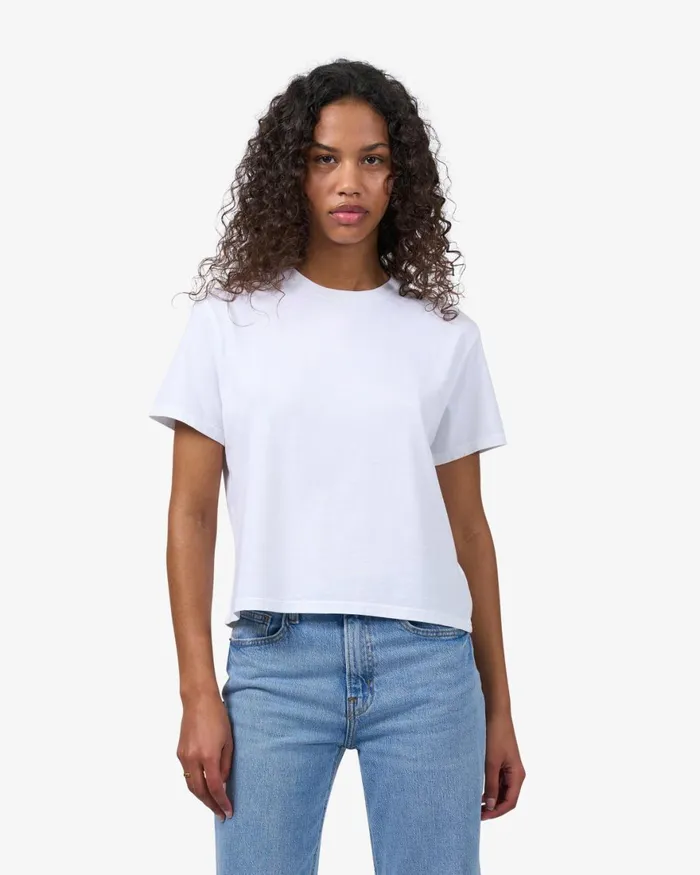 Women TShirts Colorful Standard Organic Boxy Crop Tee Heather Grey